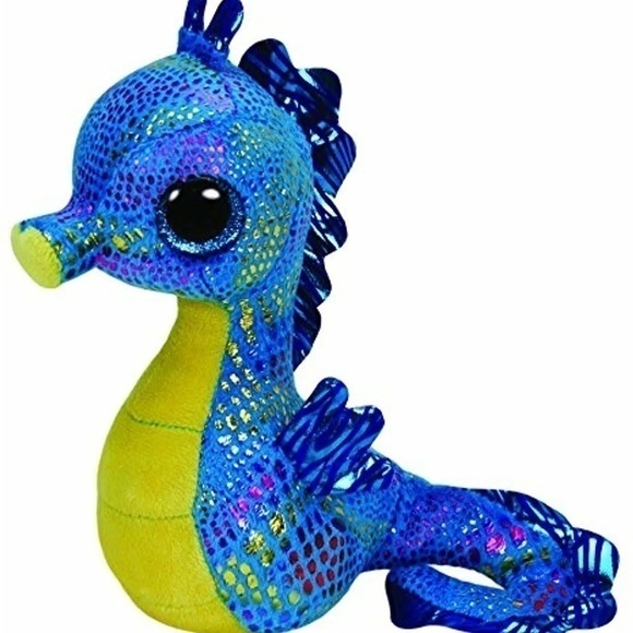 Ty Beanie Boos Blue Green and Yellow Sea Creature Neptune Plush Toy Fluffy - Picture 1 of 8